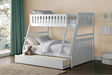 Galen White Twin over Full Bunk Bed with Twin Trundle top bunk view