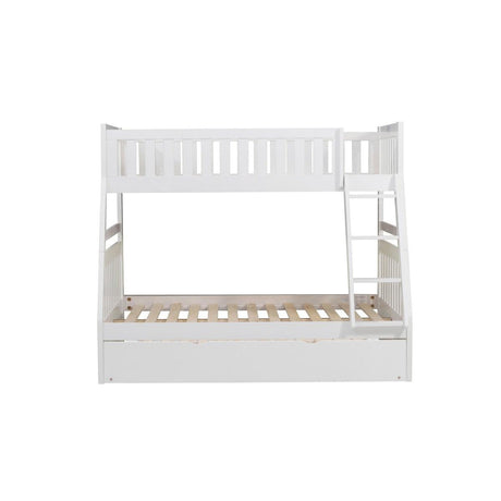 Galen White Twin over Full Bunk Bed with Twin Trundle side view