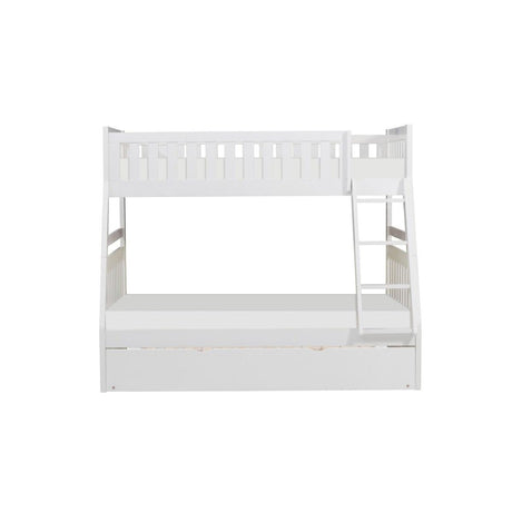 Galen White Twin over Full Bunk Bed with Twin Trundle front angle