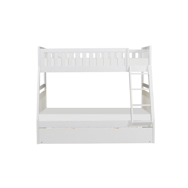 Galen White Modern Transitional Wood And Engineered Wood Twin/full Bunk Bed With Twin Trundle - Ella Furniture