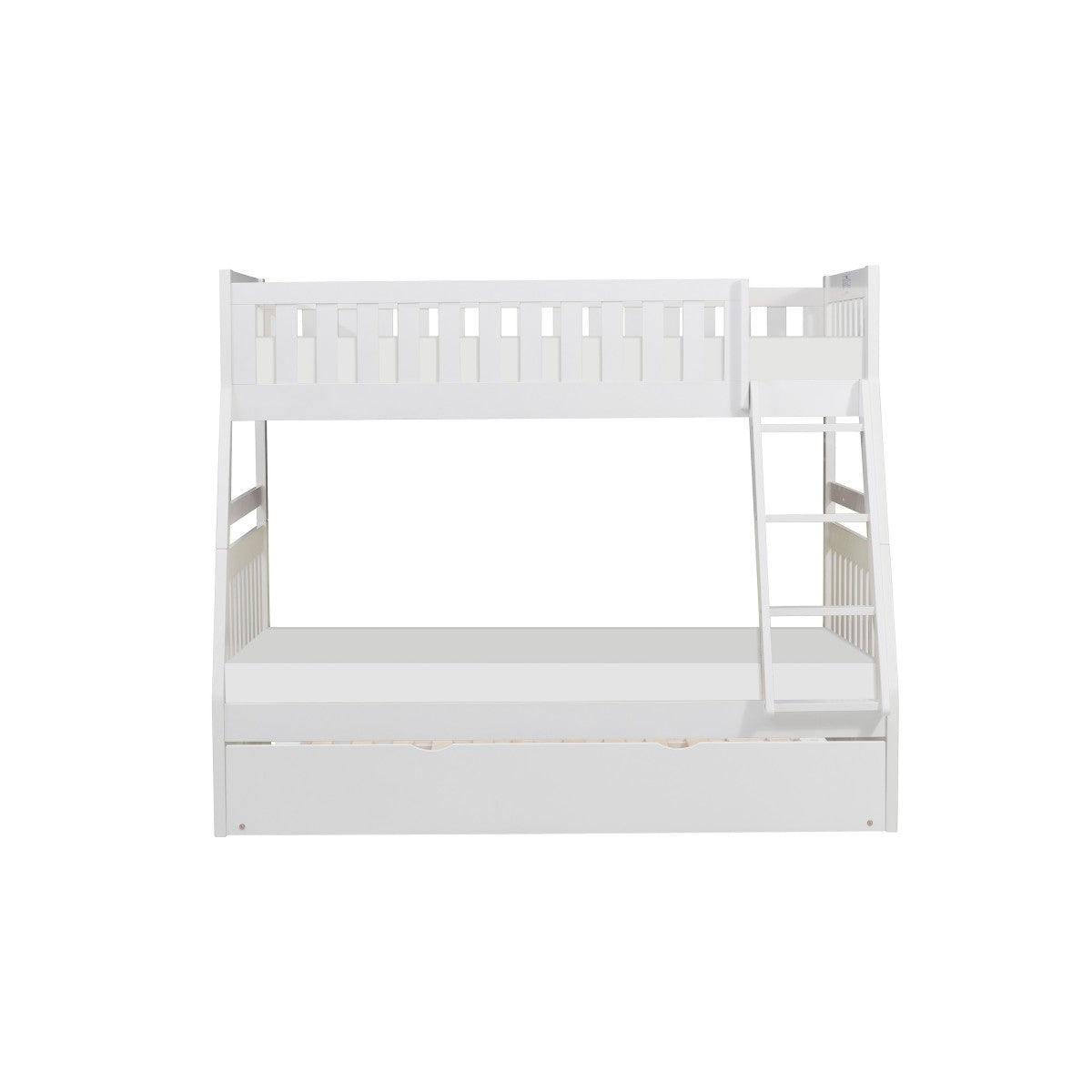 Galen White Modern Transitional Wood And Engineered Wood Twin/full Bunk Bed With Twin Trundle - Ella Furniture