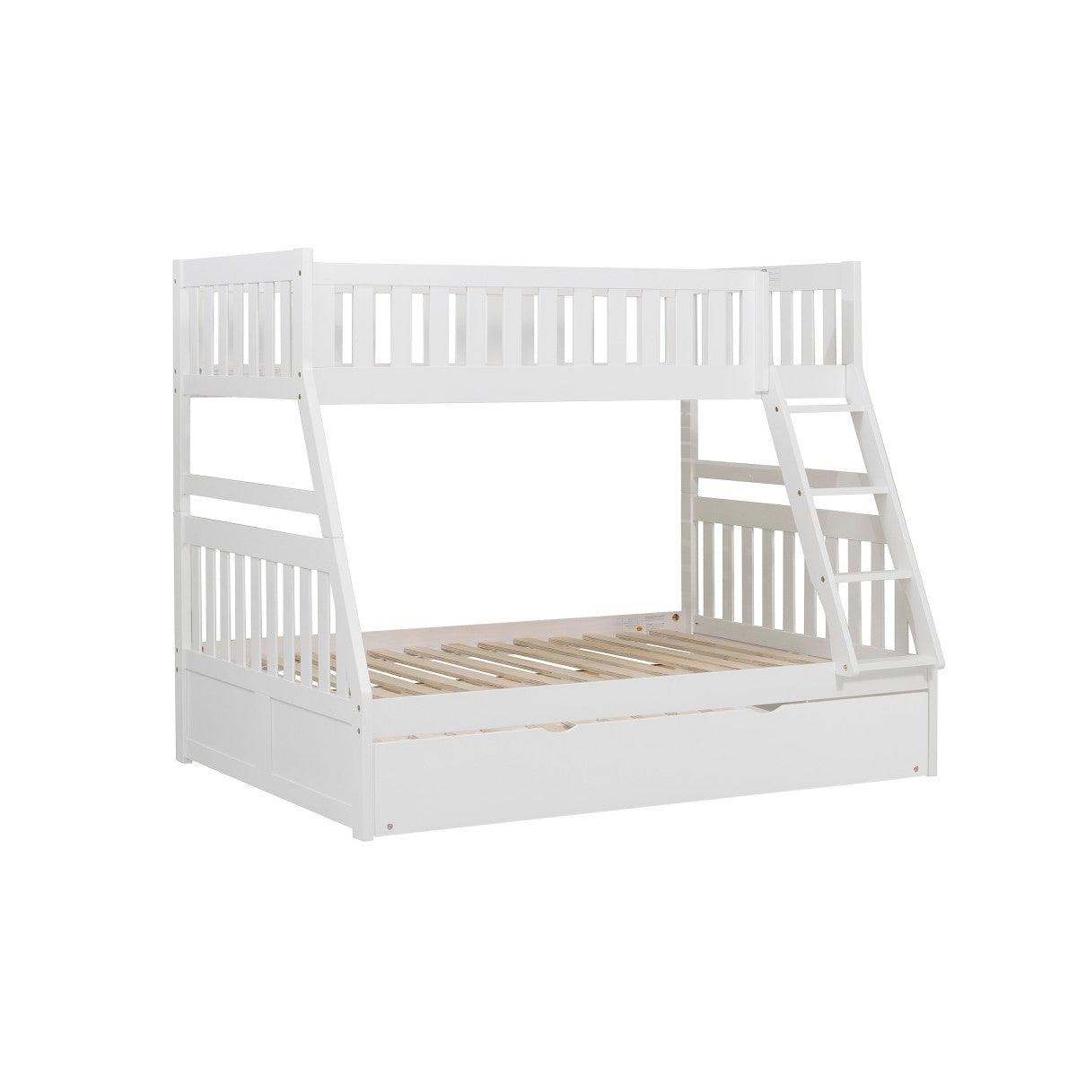 Galen White Modern Transitional Wood And Engineered Wood Twin/full Bunk Bed With Twin Trundle - Ella Furniture