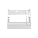 Galen White twin over full bunk bed with drawers, front view
