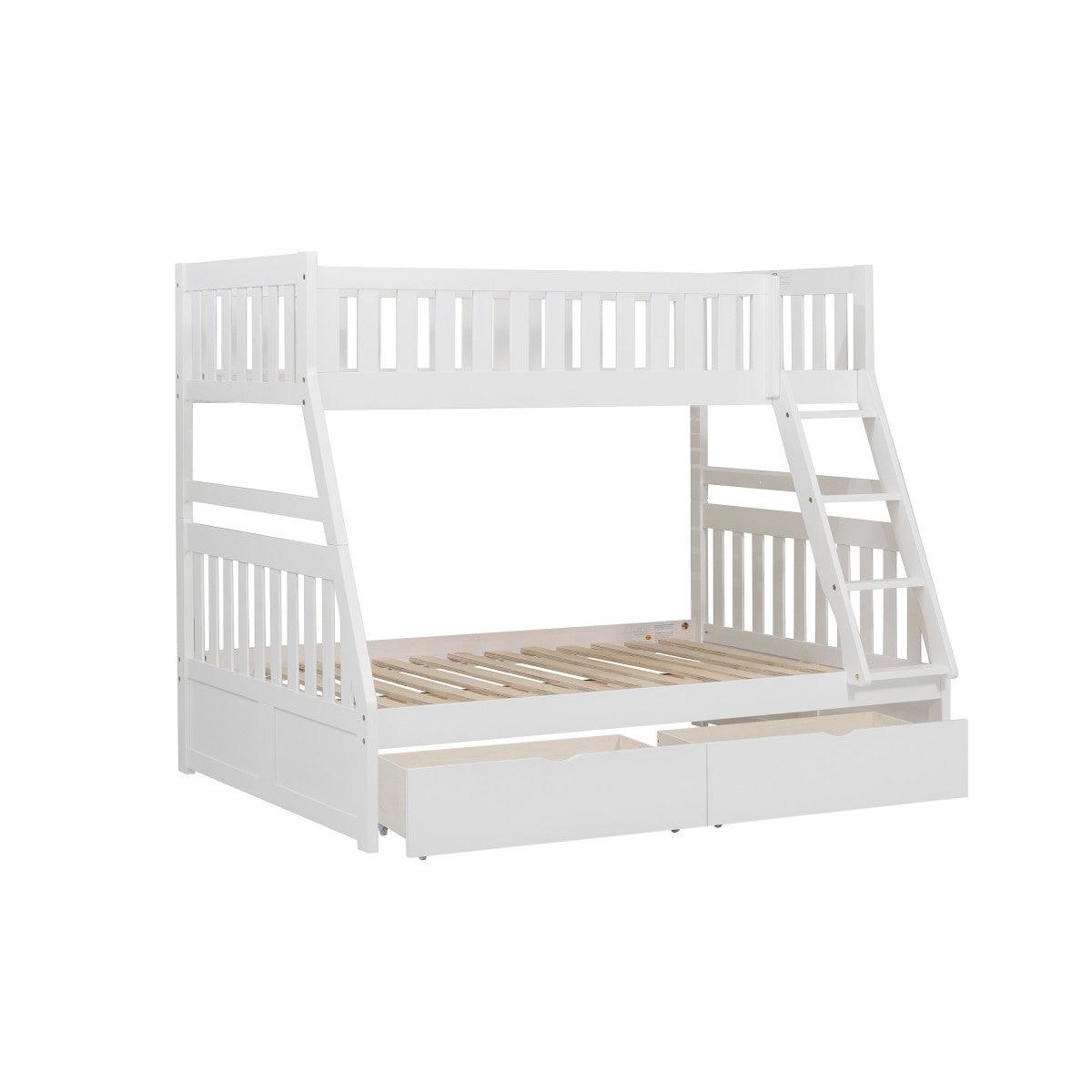 Side angle showing modern white finish of bunk bed