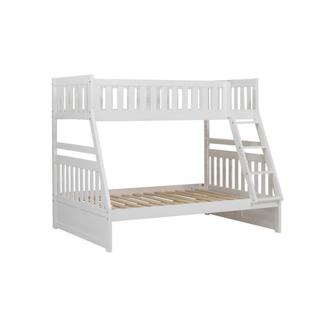 Galen White Twin over Full Bunk Bed side angle view