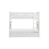 Galen White Modern Transitional Wood And Engineered Wood Twin/twin Bunk Bed With Storage Boxes - Ella Furniture