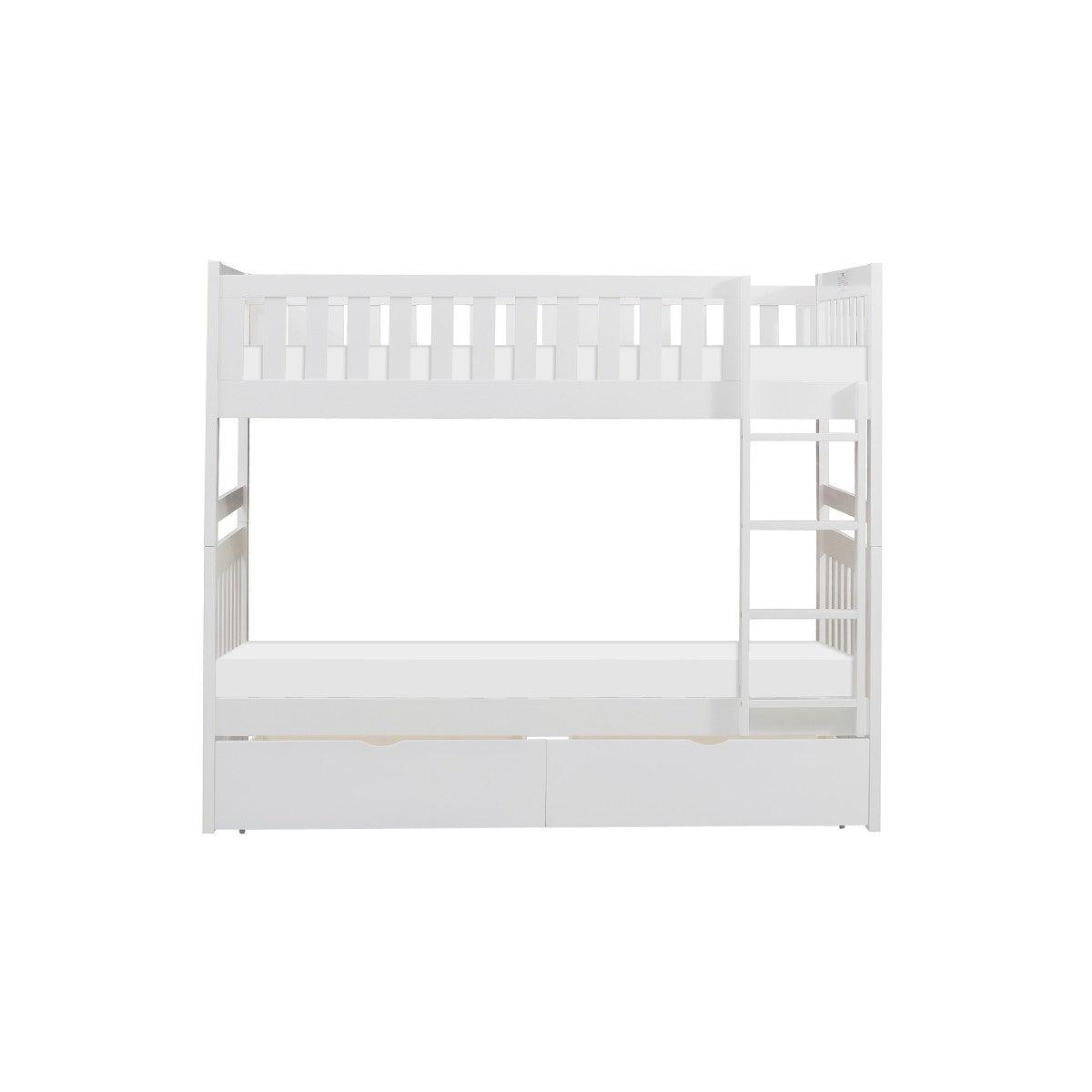 Galen White Modern Transitional Wood And Engineered Wood Twin/twin Bunk Bed With Storage Boxes - Ella Furniture