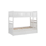 Galen White Modern Transitional Wood And Engineered Wood Twin/twin Bunk Bed With Storage Boxes - Ella Furniture