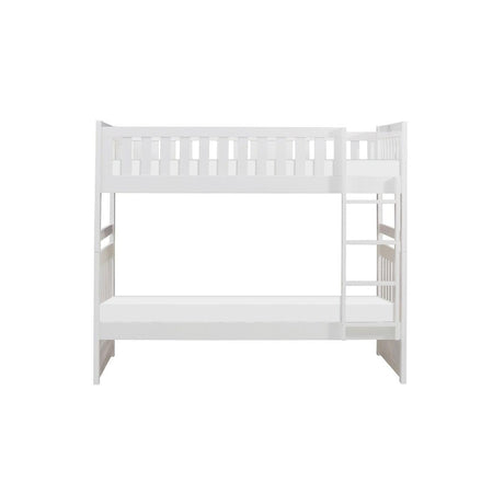 Galen White Twin-Over-Twin Bunk Bed in white finish front view