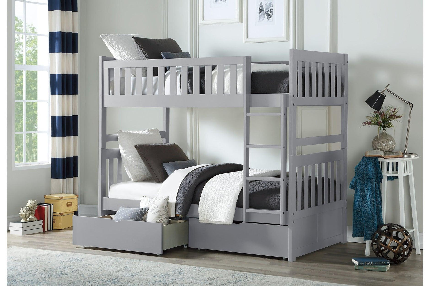 Orion Gray Youth Twin Over Twin Bedroom Set dresser with mirror in gray finish