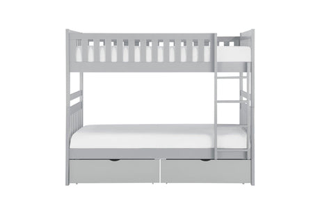 Orion Gray Youth Twin Over Twin Bedroom Set top bunk bed horizontal view
