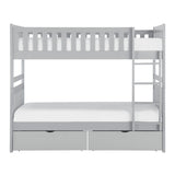 Orion Gray Modern Transitional Wood And Engineered Wood Twin/twin Bunk Bed With Storage Boxes - Ella Furniture