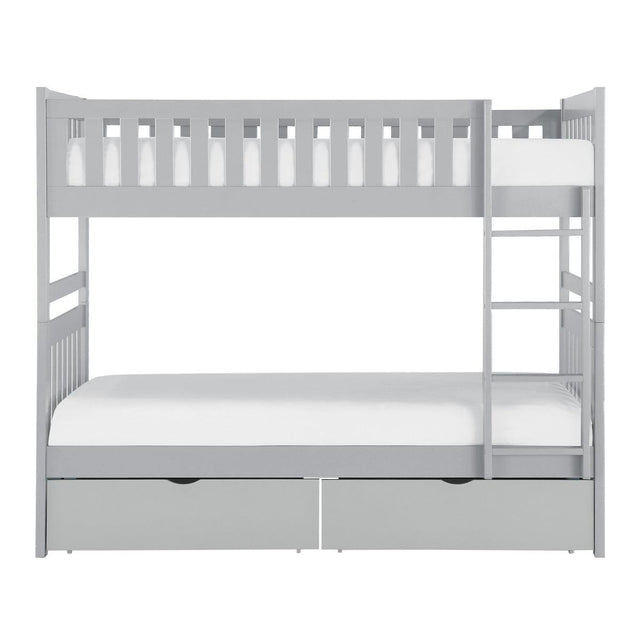 Orion Gray Modern Transitional Wood And Engineered Wood Twin/twin Bunk Bed With Storage Boxes - Ella Furniture