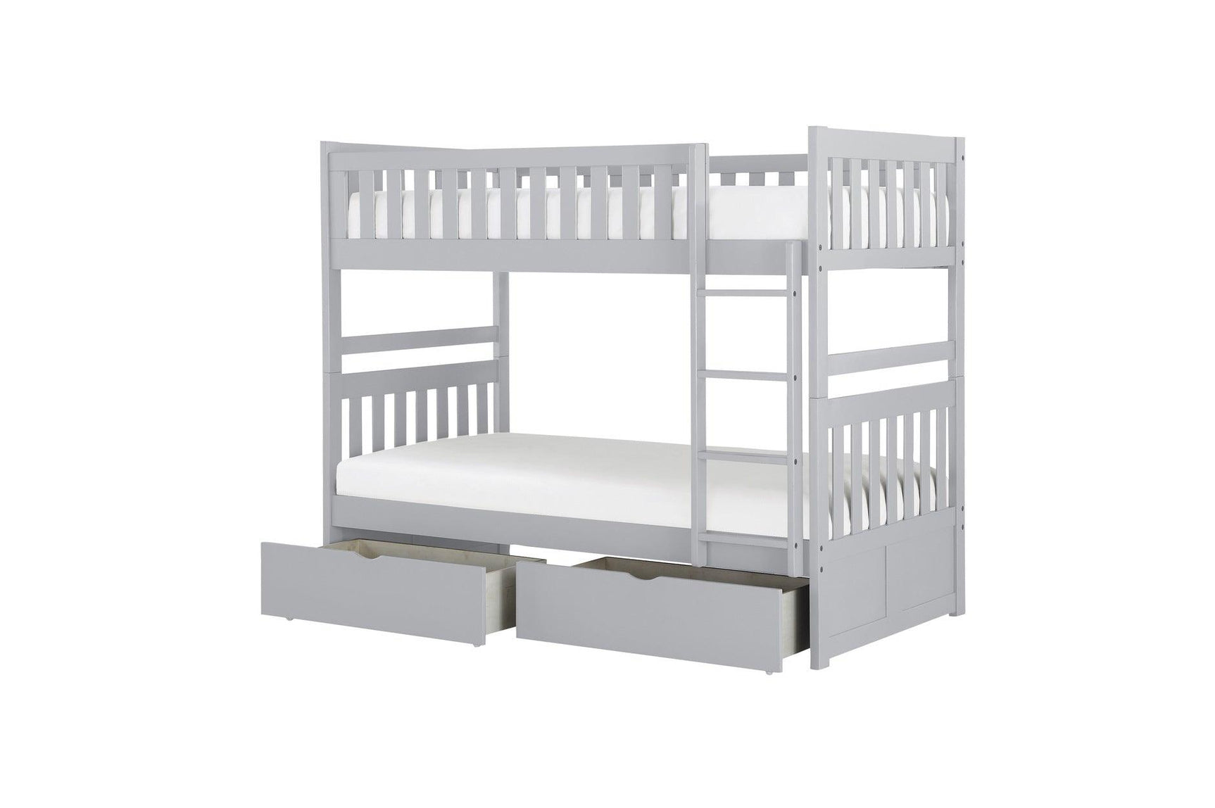 Orion Gray Youth Twin Over Twin Bedroom Set side angle of full set