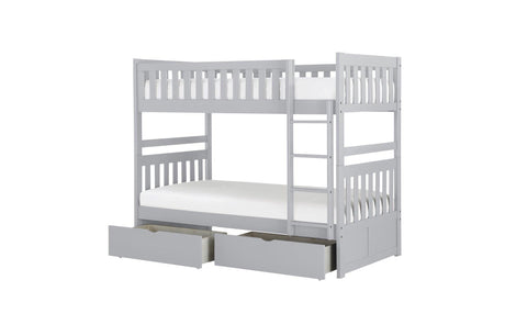 Orion Gray Youth Twin Over Twin Bedroom Set side angle of full set