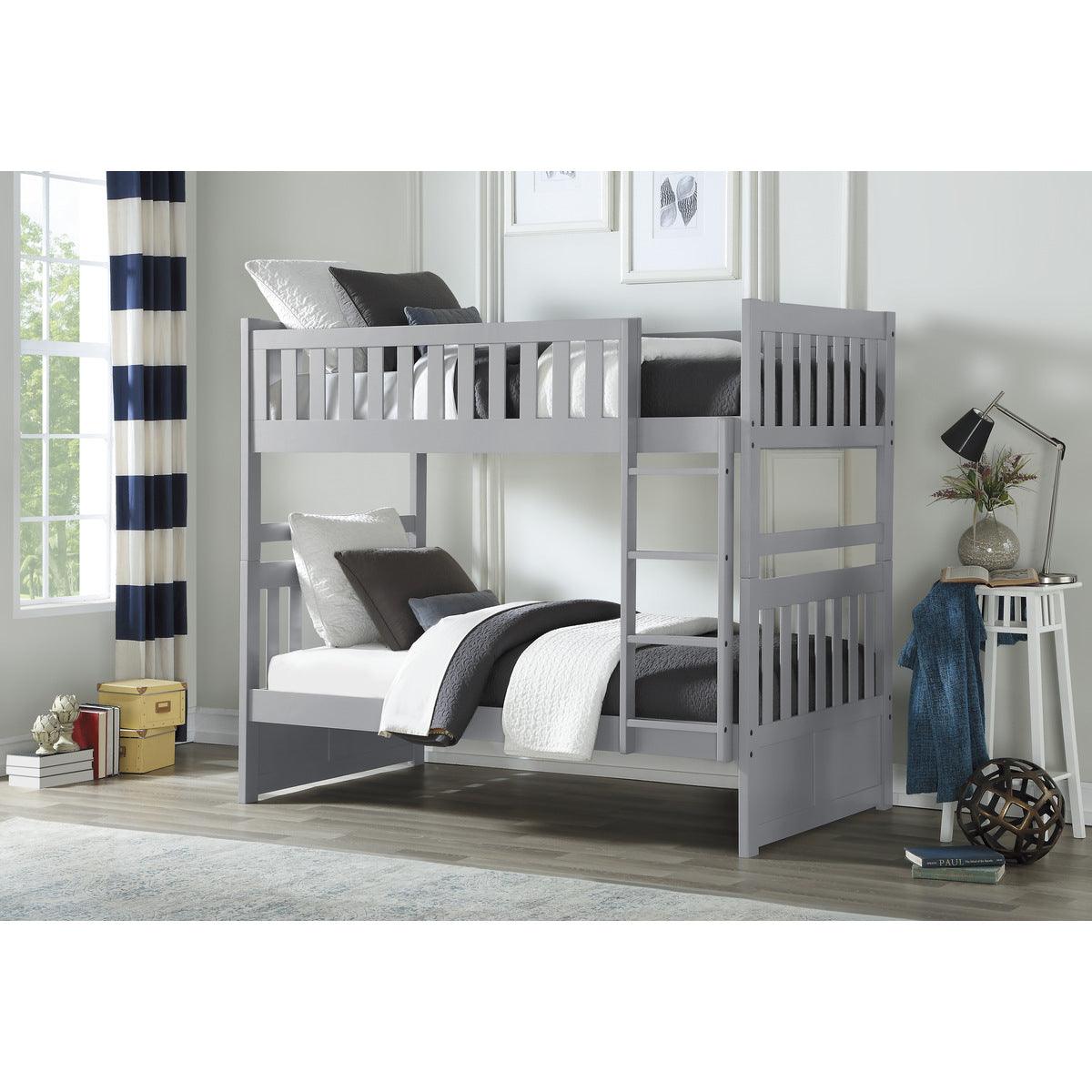 Galen Gray Modern Transitional Wood And Engineered Wood Twin/twin Bunk Bed - Ella Furniture