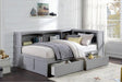 Orion gray twin bookcase corner bed styled in youth bedroom