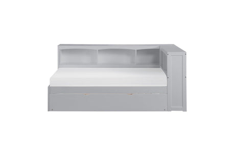 Orion Gray Youth Twin Bed with Corner Bookcase - Close-up of Finish