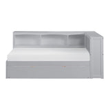Orion Gray twin corner bookcase bed front view