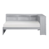 Galen Gray Modern Transitional Wood And Engineered Wood Twin Bookcase Corner Bed - Ella Furniture