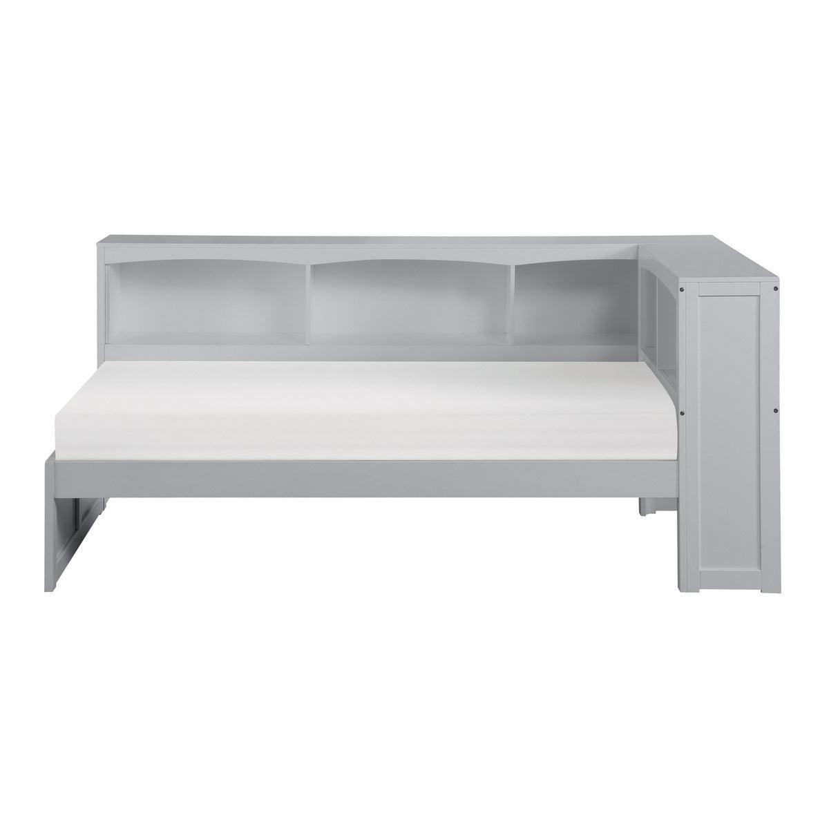 Galen Gray Modern Transitional Wood And Engineered Wood Twin Bookcase Corner Bed - Ella Furniture