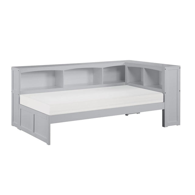 Galen Gray Modern Transitional Wood And Engineered Wood Twin Bookcase Corner Bed - Ella Furniture