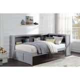 Galen Gray Modern Transitional Wood And Engineered Wood Twin Bookcase Corner Bed - Ella Furniture