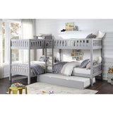Orion gray corner bunk bed with twin trundle full setup