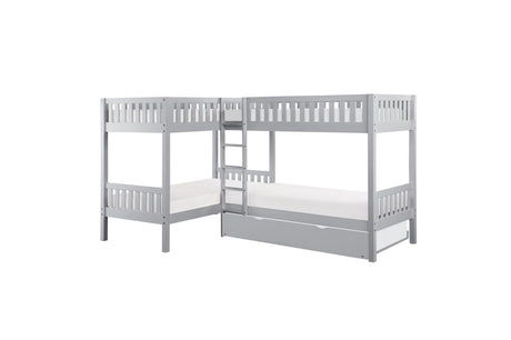 Orion Gray modern four corner twin bed youth bedroom set close-up on bed frame