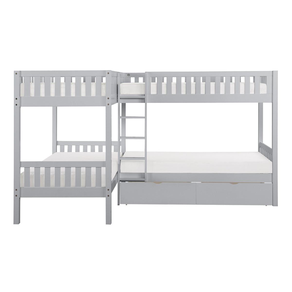 Orion Gray corner bunk bed front view