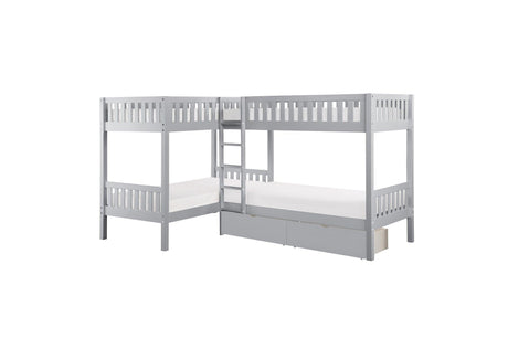 Orion Gray modern four corner twin bed youth bedroom set overall perspective