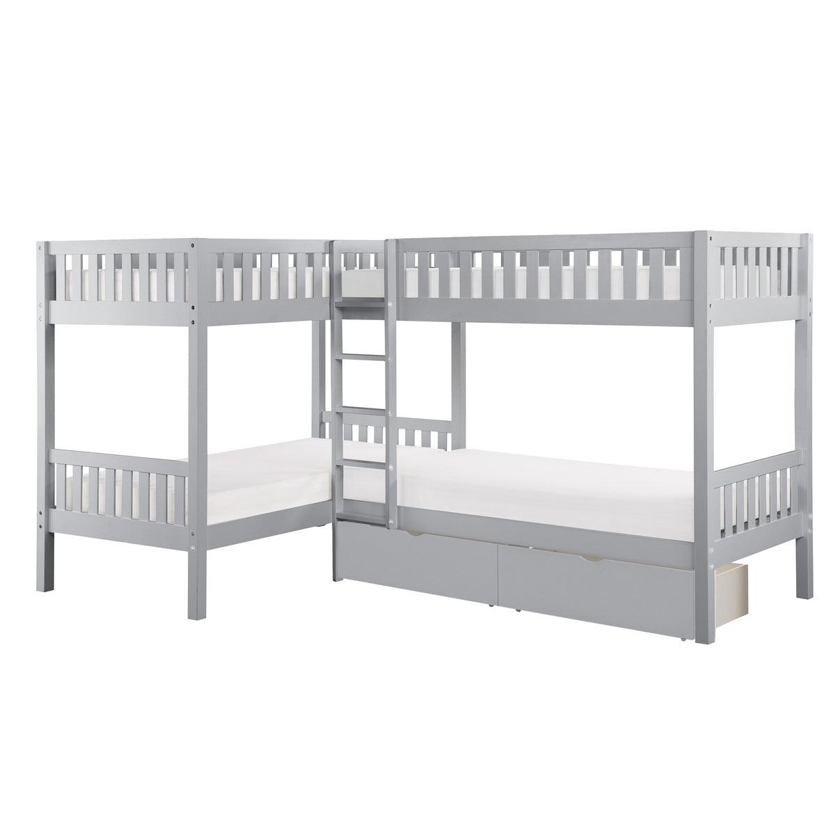 Orion Gray corner bunk bed side view