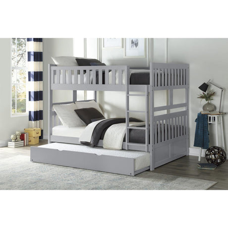 Orion Gray Full over Full Bunk Bed with Twin Trundle angled view