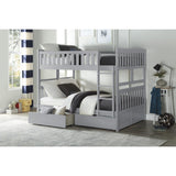 Orion gray full over full bunk bed top and bottom bunk detail