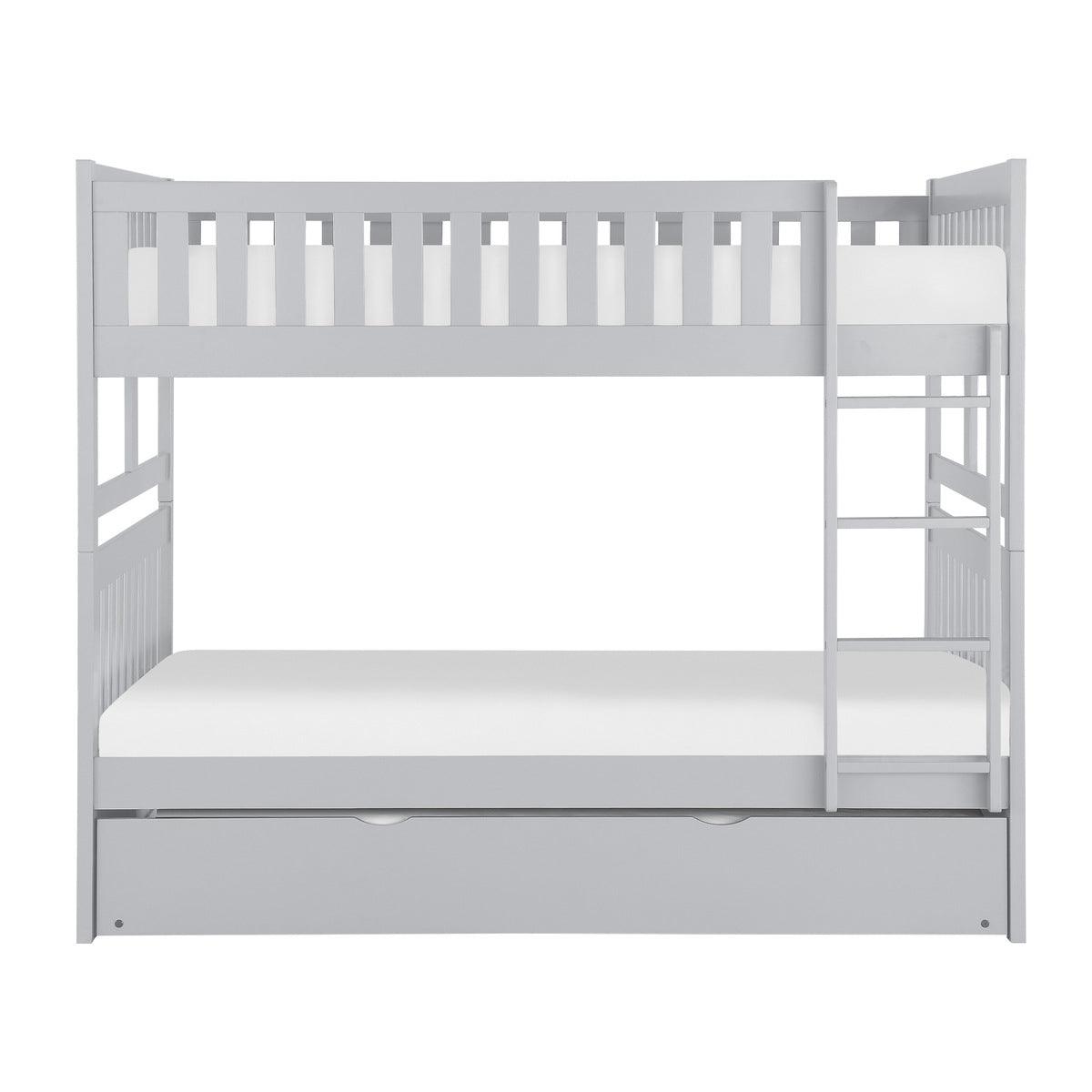 Orion Gray Full over Full Bunk Bed with Twin Trundle front view