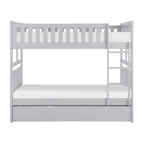 Orion Gray Full over Full Bunk Bed with Twin Trundle front view
