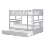 Orion Gray Full over Full Bunk Bed with Twin Trundle side view showing ladder