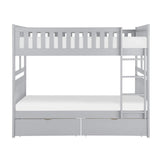 Orion gray full over full bunk bed front view