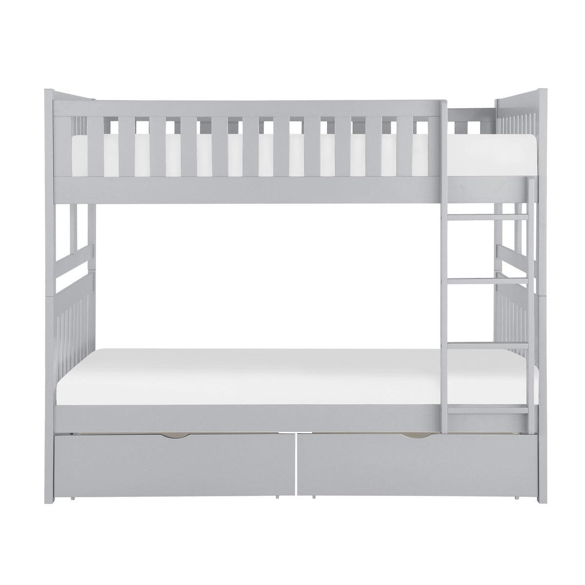 Orion gray full over full bunk bed front view