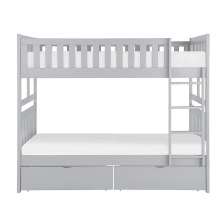 Orion gray full over full bunk bed front view
