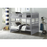Orion Gray Full Over Full Bunk Bed angled view showcasing guard rails