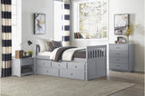 Orion Gray Youth Bedroom Set front view showing bed with storage drawers