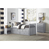 Orion Grey twin storage trundle bed drawers open