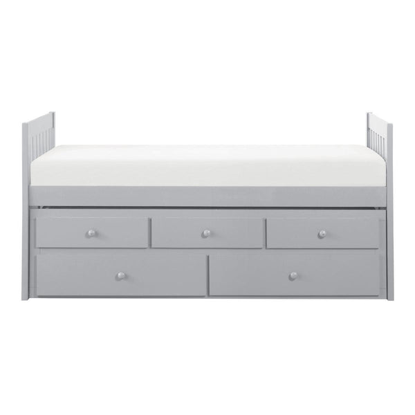 Orion Gray Twin Over Twin Trundle Bed with Storage - front view
