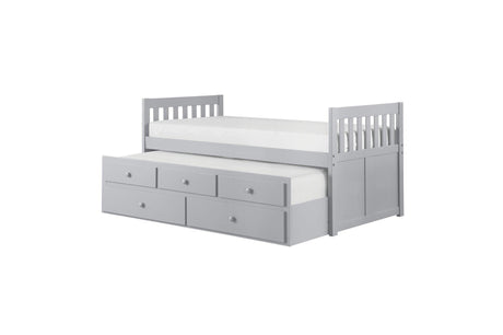 Orion Gray Storage Bed close-up side view