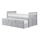 Orion Grey twin storage trundle bed side view