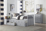 Orion Gray Bed open showing storage space beneath