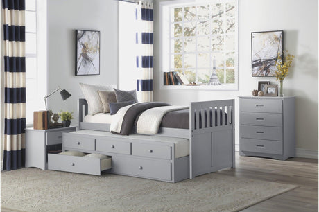 Orion Gray Bed open showing storage space beneath