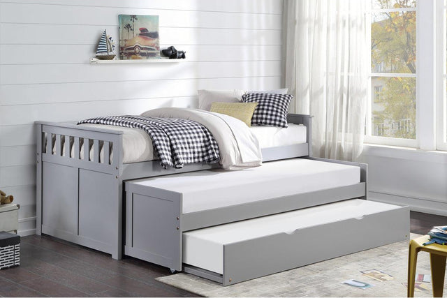 Orion Gray Twin Over Twin Bed full setup