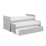 Orion Gray Twin Over Twin Trundle Bed with trundle open rear angle